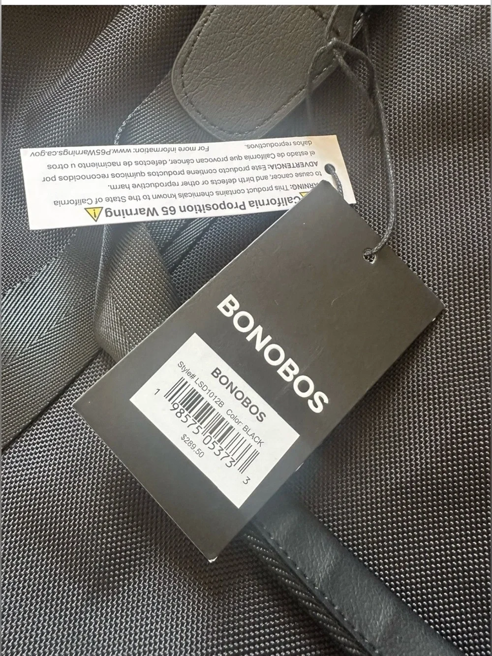 Bonobos~Black Ballistic Nylon Duffle Bag w/ Leather Accents-Adjustable Strap~NWT